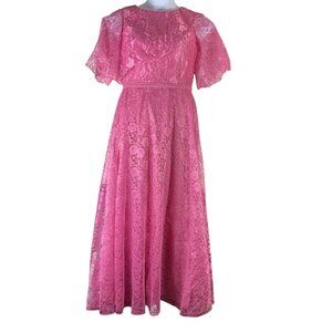 Vintage Dress Pink Lace Size 10 Mike Benet Formals Made in USA Womens